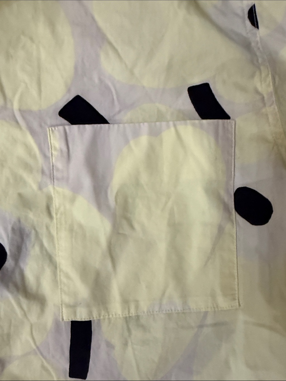 Marimekko Pale Yellow Short-Sleeve Button-Up with Black Spots Size Medium - Picture 8 of 11